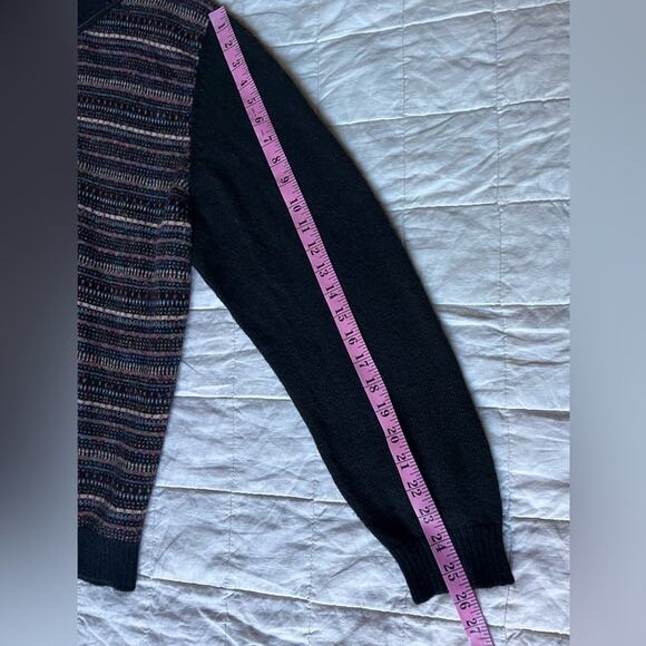 Andean Black Multicolor Fair Isle Stripe Quarter Zip Baby Alpaca Blend - Large - Picture 7 of 9